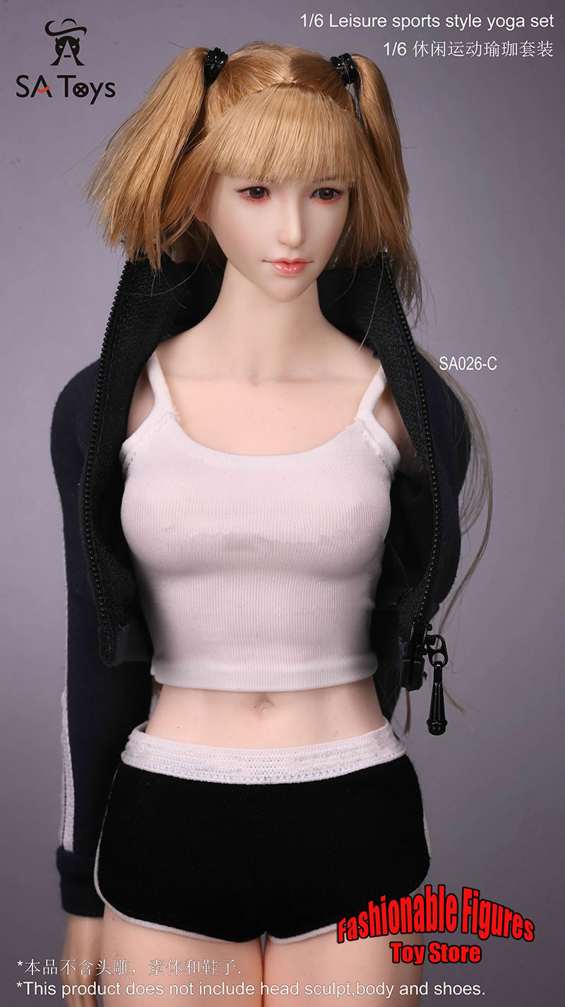 Yoga In Fitness First - SAtoys 1/6 ผู้หญิงทหารกีฬาฟิตเนสโยคะชุดเสื้อแขนยาว Crop Tops Legging