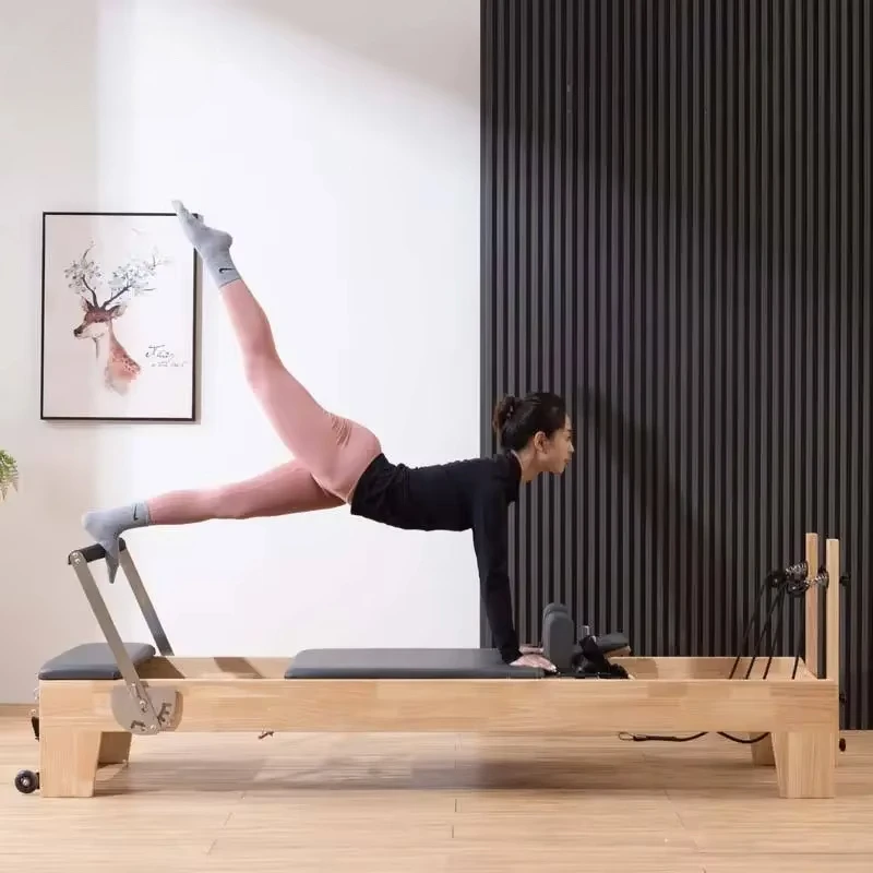 Yoga Fitness Reformer - เครื่องออกกำลังกายโยคะแบบมืออาชีพสำหรับใช้ในบ้าน ทำจากไม้โอ๊ค สำหรับฝึกสมดุลและฟิตเนส รุ่นพิลาทิส รีฟอร์เมอร์