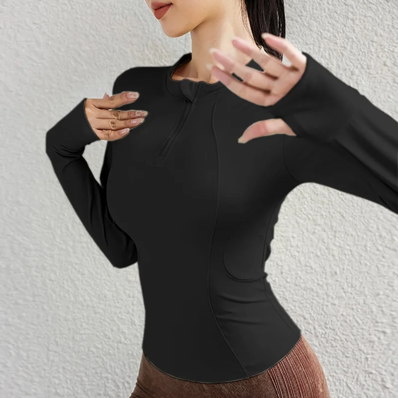 Yoga Fitness Girl - เสื้อโยคะ Cloud Hide สำหรับผู้หญิง แขนยาว สำหรับฤดูใบไม้ร่วงและฤดูหนาว