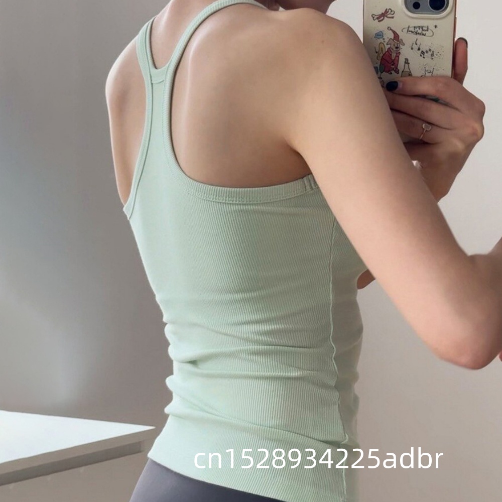 Yoga Fitness Girl - เสื้อกีฬาป้องกันแรงกระแทก แห้งเร็ว ชุดชั้นในสำหรับวิ่งพร้อมแผ่นรองหน้าอก ชุดออกกำลังกายสำหรับผู้หญิง สายรัดแบบตัวไอ ยืดหยุ่น