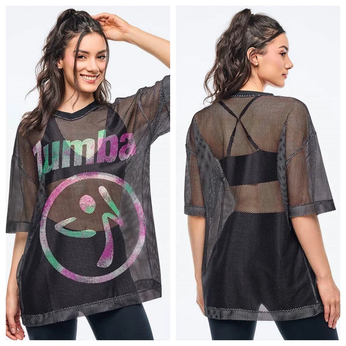 เสื้อเต้นซุมบ้าตาข่ายสีดำระบาย - Zumba & Yoga Fitness By Anushree Pune Reviews บทวิจารณ์และราคา