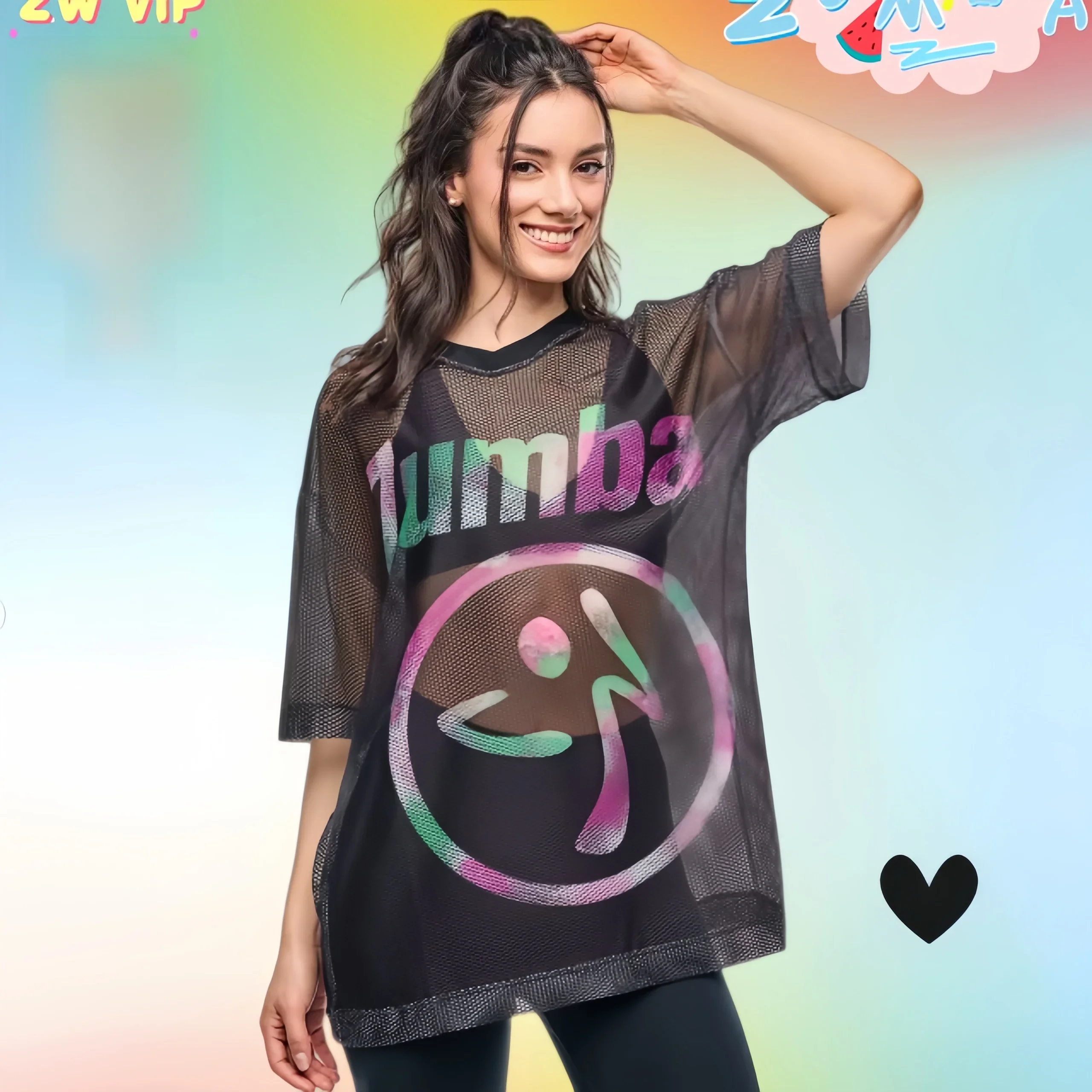 เสื้อเต้นซุมบ้าตาข่ายสีดำระบาย - Zumba & Yoga Fitness By Anushree Pune Reviews บทวิจารณ์และราคา