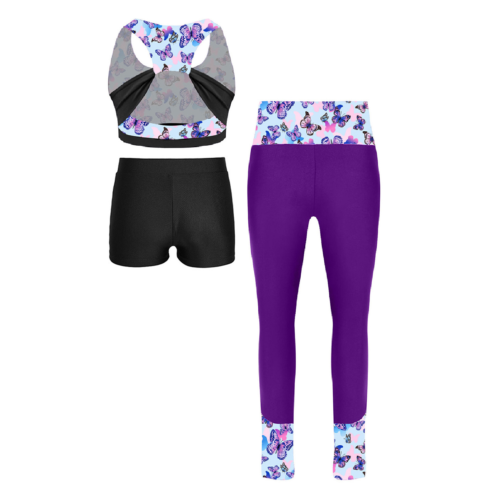 เด็กสามชิ้นชุดกีฬาฟิตเนสเด็กผู - Yoga Fitness Girl บทวิจารณ์และราคา