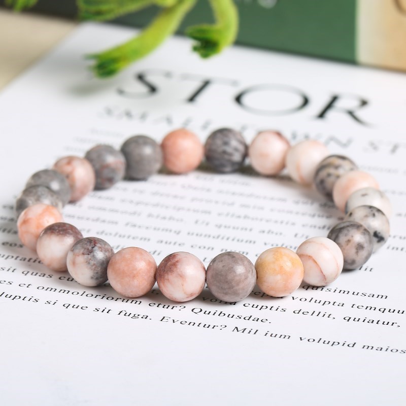 JD ธรรมชาติสีชมพู Zebra Jasper - Yoga Fitness Gifts บทวิจารณ์และราคา