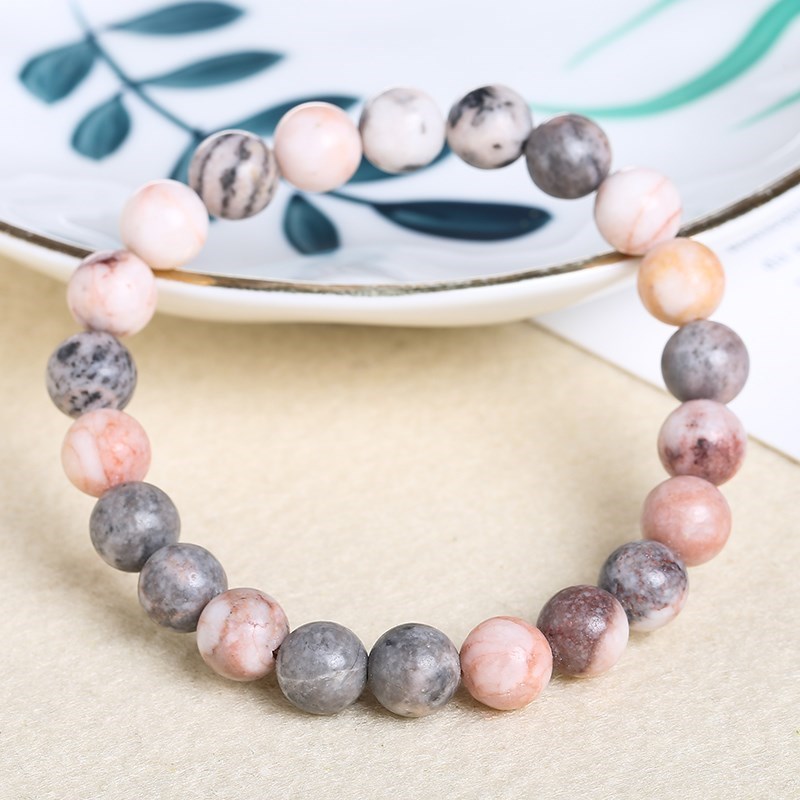 JD ธรรมชาติสีชมพู Zebra Jasper - Yoga Fitness Gifts บทวิจารณ์และราคา